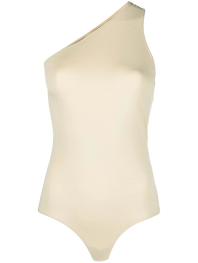 Shop Wolford One-shoulder Asymmetrical Body In Neutrals