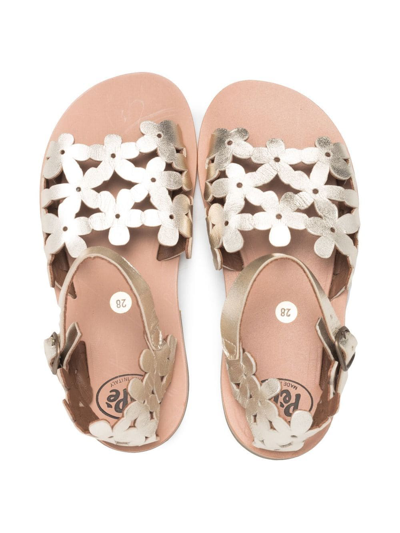 Pèpè Julie Floral Cut-out Sandals In Gold