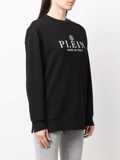 Shop Philipp Plein Oversized Logo-print Cotton Sweatshirt In Black