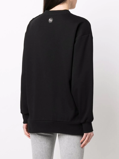 Shop Philipp Plein Oversized Logo-print Cotton Sweatshirt In Black