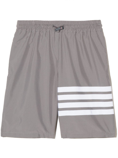 Shop Thom Browne Stripe-detail Swim Shorts In Grey