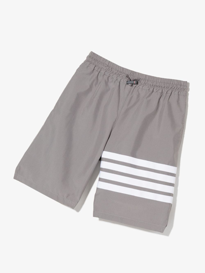 Shop Thom Browne Stripe-detail Swim Shorts In Grey