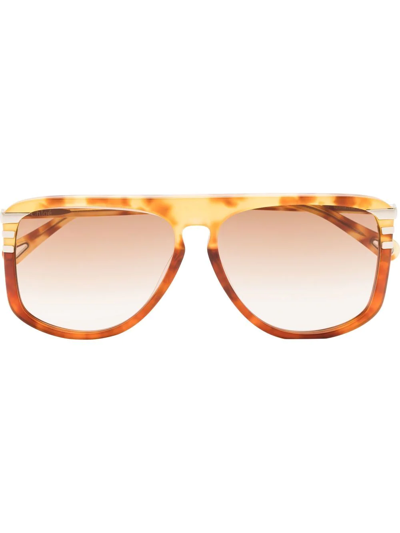 Shop Chloé Pilot-frame Tortoiseshell-effect Sunglasses In Orange