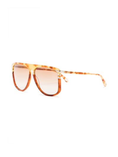 Shop Chloé Pilot-frame Tortoiseshell-effect Sunglasses In Orange