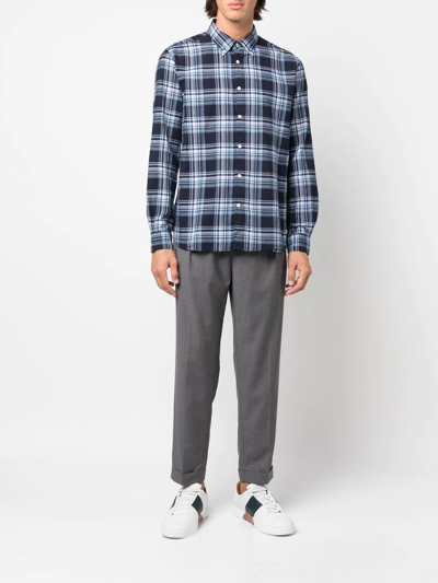 Shop Woolrich Checked Button-down Shirt In Blue