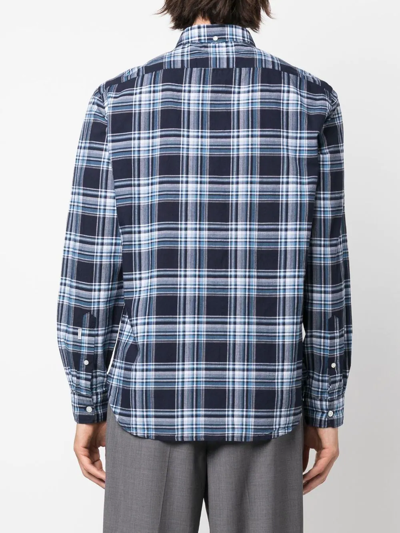 Shop Woolrich Checked Button-down Shirt In Blue