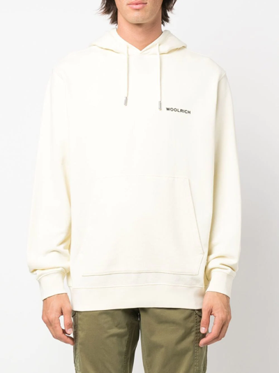 Woolrich Graphic-print Long-sleeve Hoodie In Neutrals