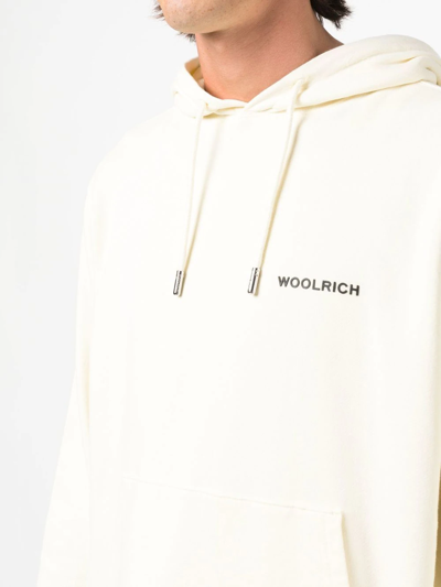 Woolrich Graphic-print Long-sleeve Hoodie In Neutrals