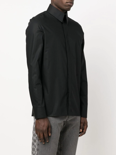 Shop Karl Lagerfeld Button-up Poplin Shirt In Black