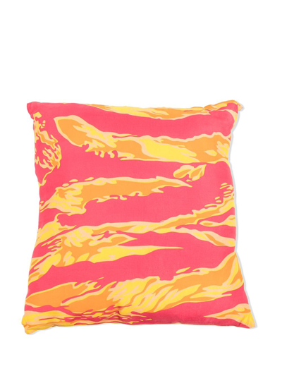 Shop Maharishi Tiger-print Cushion In Pink