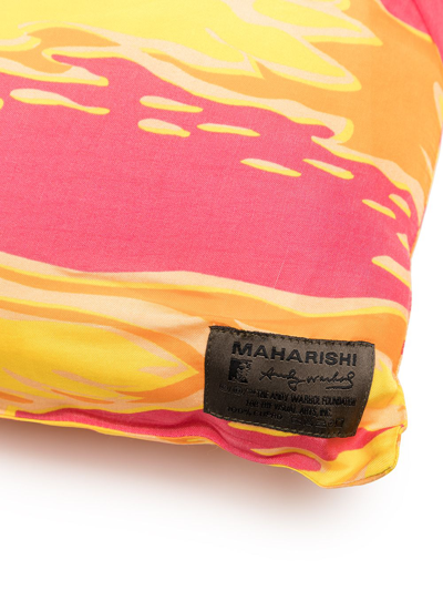 Shop Maharishi Tiger-print Cushion In Pink