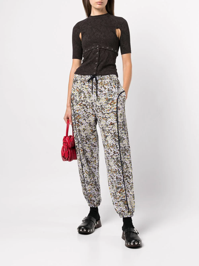 Shop Eckhaus Latta Graphic-print Fleece Sweatpants In Grey