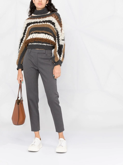 Brunello Cucinelli Colour-block Cashmere Jumper In Grey