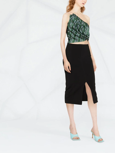 Pinko Jupe Longue Fendue En Denim Noir In Black