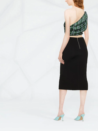 Pinko Jupe Longue Fendue En Denim Noir In Black