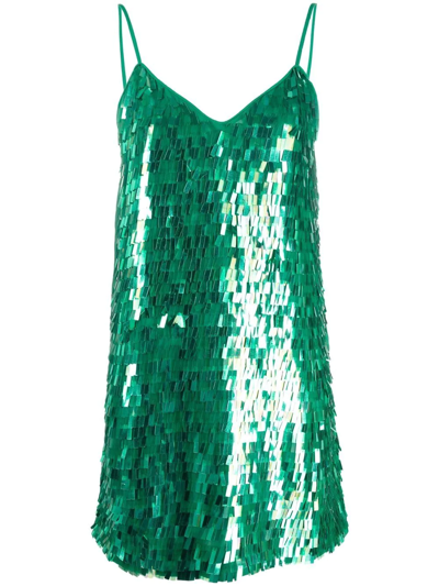 Shop Pinko Sequin-embellished Minidress In Green