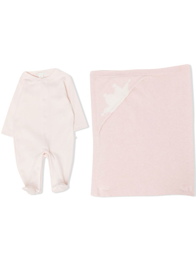 Shop Marie-chantal Two-piece Cotton Babygrow Set In Pink