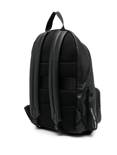 Shop Calvin Klein Tagged Campus Faux-leather Backpack In Black