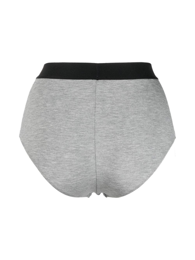 Tom Ford Logo-waist Briefs In Grey