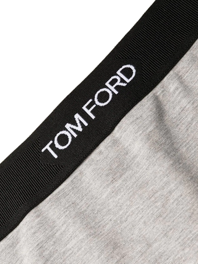 Tom Ford Logo-waist Briefs In Grey