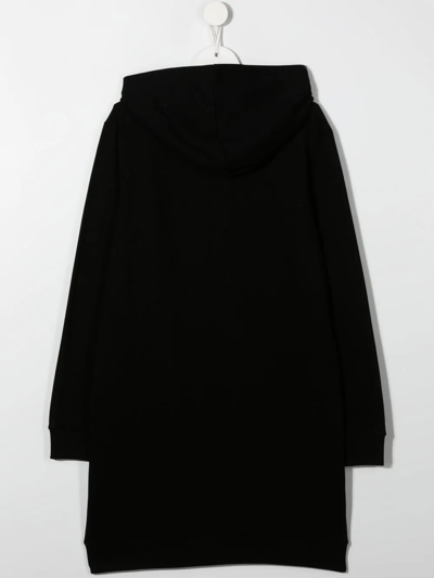 Shop Balmain Teen Logo-print Hoodie Dress In Black