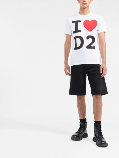 I LOVE D2 COOL 图案印花T恤