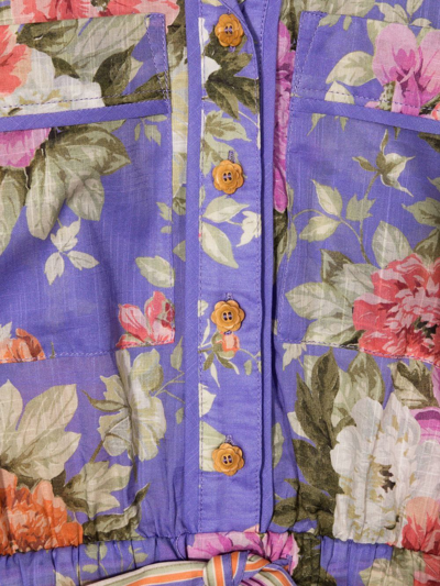 Shop Zimmermann Pattie Floral-print Playsuit In Purple