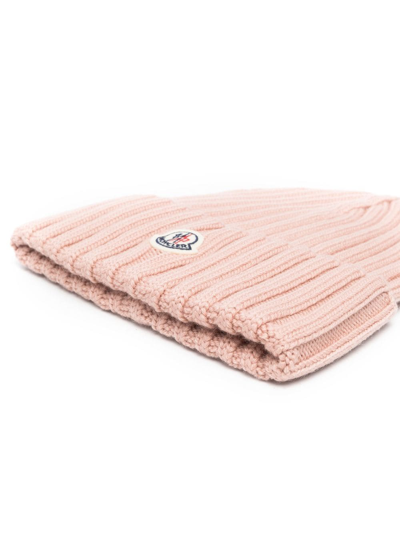 Shop Moncler Logo-patch Beanie In Pink