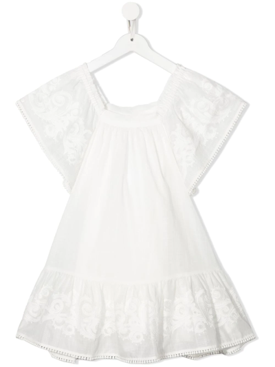 Shop Zimmermann Lace-trim Cotton Dress In White