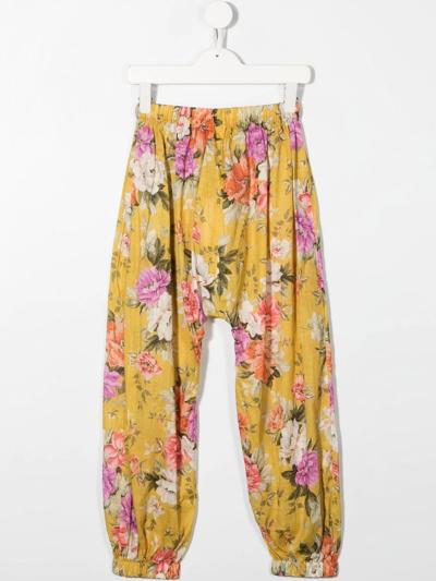 Shop Zimmermann Pattie Floral-print Trousers In Yellow