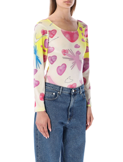 Shop Liberal Youth Ministry Velvet Long Sleeves Leotard In Pink Multicolor