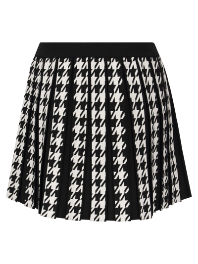 Shop Balmain Pleated Miniskirt With Buttons In Black/white