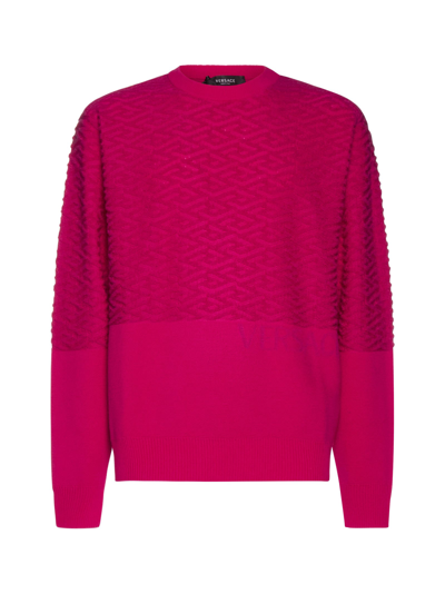 Shop Versace Sweater In Fuchsia