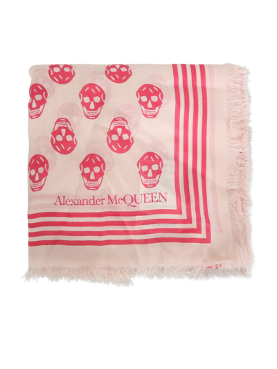 Shop Alexander Mcqueen Skull Scarf In Pink