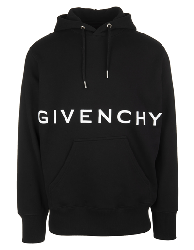 Shop Givenchy Man Black Hoodie With  4g Embroidery