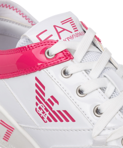 Shop Ea7 Sneakers In White - Rasperry Sorbet