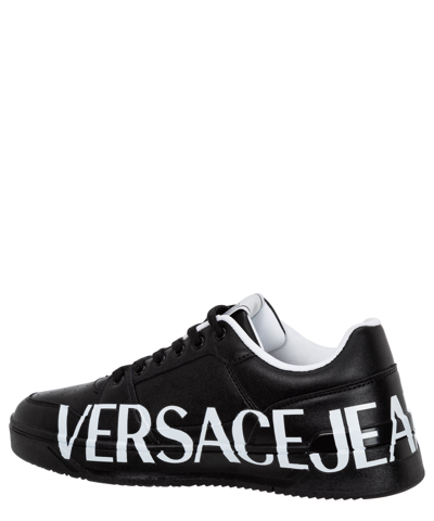 Shop Versace Jeans Couture Starlight Leather Sneakers In Black