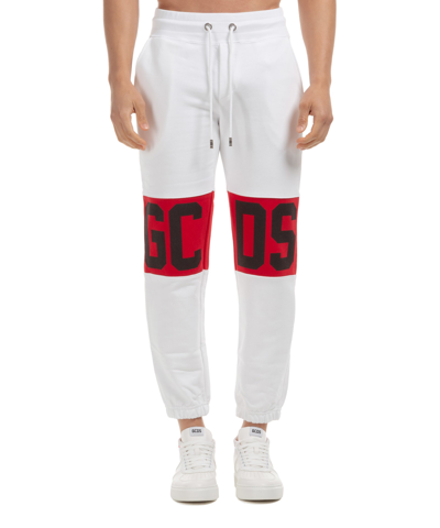 Shop Gcds Band Logo Cotton Sweatpants In White