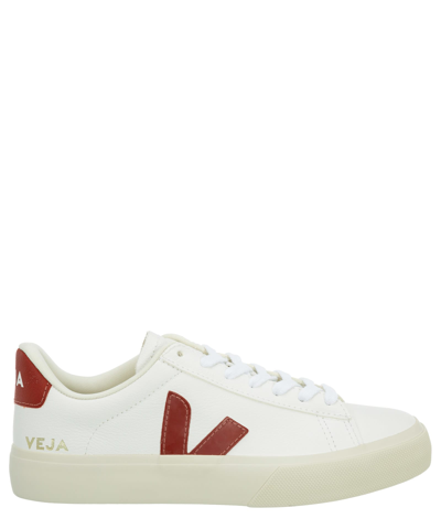 Shop Veja Campo Leather Sneakers In Extra White - Rouille