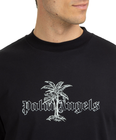 Shop Palm Angels Sunset Palms Cotton T-shirt In Black