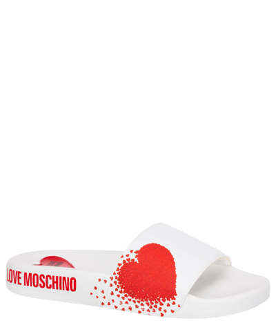 Shop Love Moschino Slides In White