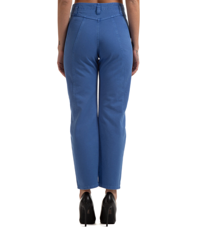 Shop Alberta Ferretti Cotton Trousers In Blu