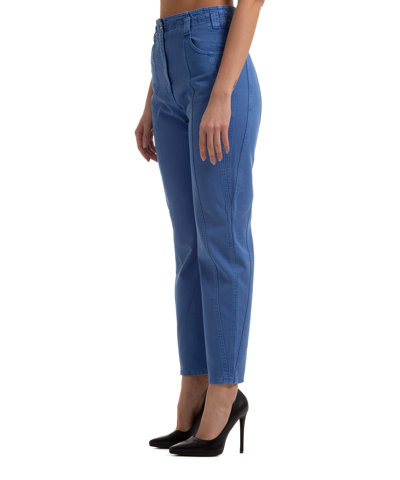 Shop Alberta Ferretti Cotton Trousers In Blu