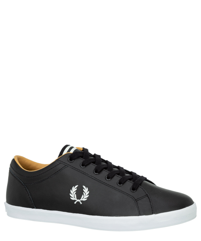 Shop Fred Perry Baseline Leather Sneakers In Black