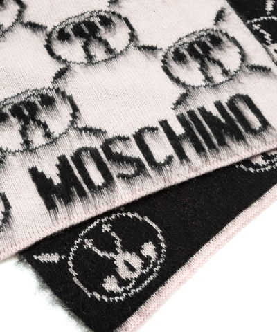 Shop Moschino Double Question Mark Wool Scarf In Multicolor