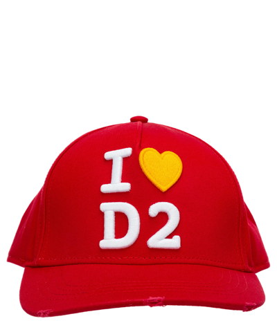 Shop Dsquared2 I Love D2 Cotton Hat In Red