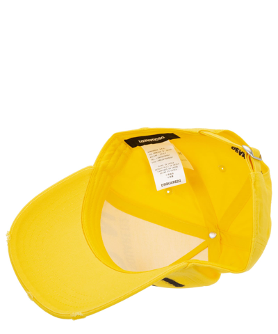 Shop Dsquared2 Icon Spray Cotton Hat In Yellow