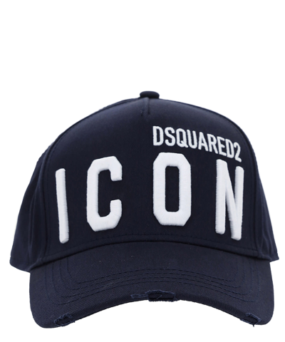 Shop Dsquared2 Icon Cotton Hat In Blu