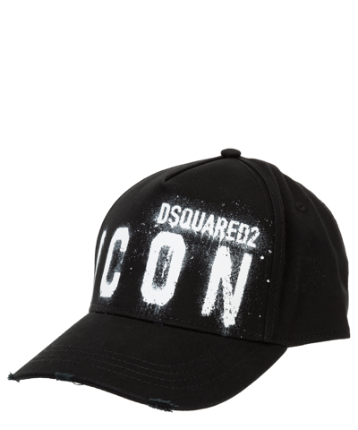 Shop Dsquared2 Icon Spray Cotton Hat In Black
