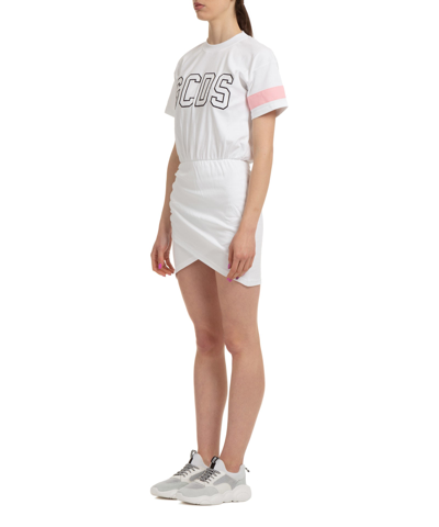 Shop Gcds Cotton Mini Dress In White